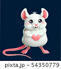 The cute white mouse on dark blue background 54350779
