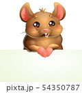 Cute brown mouse and banner on white 54350787