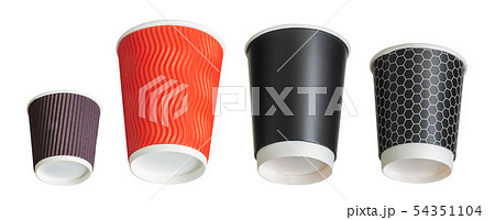 Set of coffee paper drinking cups on white background. Set of coffee paper drinking cups on white background. 54351104