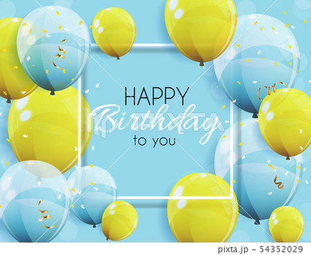 Color Glossy Happy Birthday Balloons Banner Background Vector Illustration Color Glossy Happy Birthday Balloons Banner Background Vector Illustration 54352029