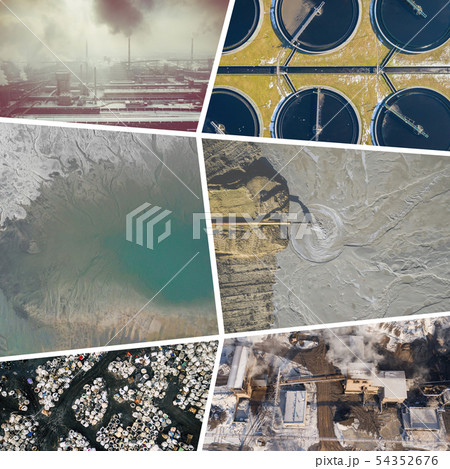 Collage of aerial view on industrial activity and Collage of aerial view on industrial activity and 54352676