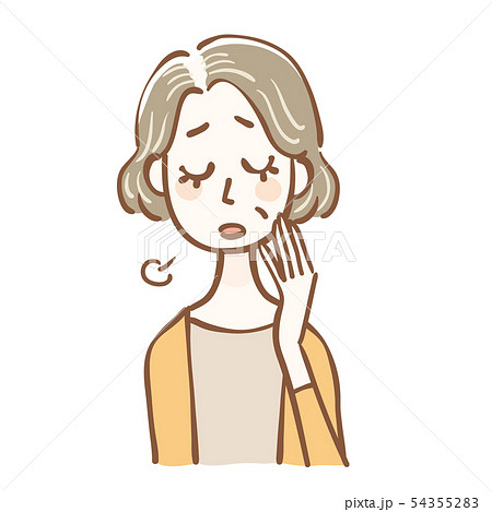 薄毛に悩むシニア女性のイラスト 54355283