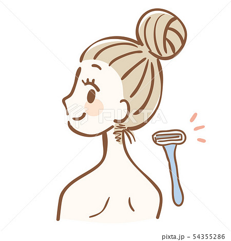 うなじの毛を剃る女性のイラストのイラスト素材