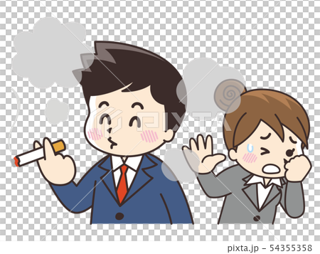 タバコを吸うビジネスマンと嫌がる女性 54355358