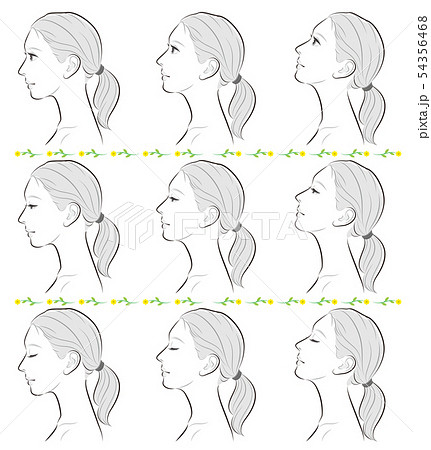 女性の横顔の表情イラストのイラスト素材