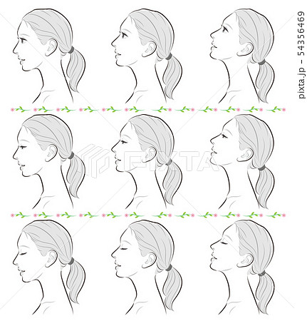 女性の横顔の表情イラストのイラスト素材