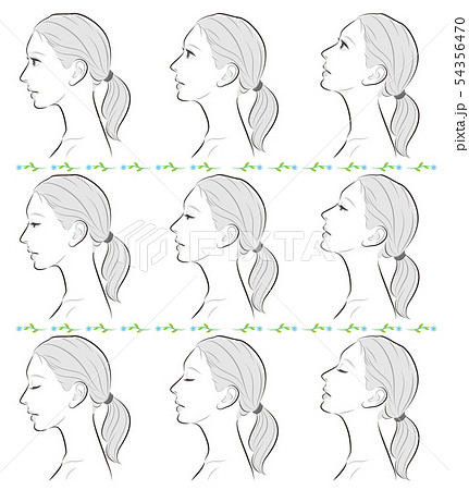 女性の横顔の表情イラストのイラスト素材 54356470 Pixta