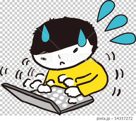 あせる　パソコン　こども　ベクター　あおきいろくん 54357272
