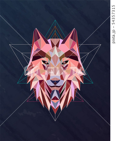 Colorful abstract polygonal wolf head Colorful abstract polygonal wolf head 54357315