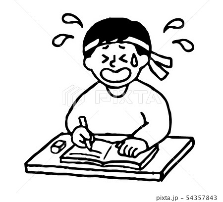 答えが分からず焦るハチマキ男性（シンプル） 54357843