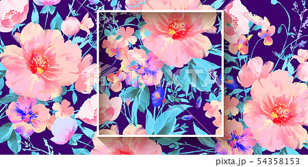 透明水彩 水彩画 花のイラスト素材