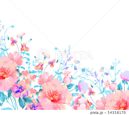 透明水彩 水彩画 花のイラスト素材 54358170 Pixta
