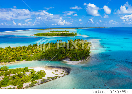 Drone image of Rangiroa atoll island reef motu in French Polynesia Tahiti Drone image of Rangiroa atoll island reef motu in French Polynesia Tahiti 54358995