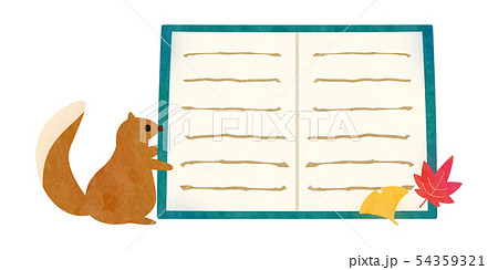 素材 秋 リス2テクのイラスト素材