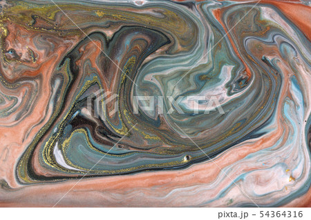 Bronze, blue and gold marbling pattern. Golden marble liquid texture. 54364316