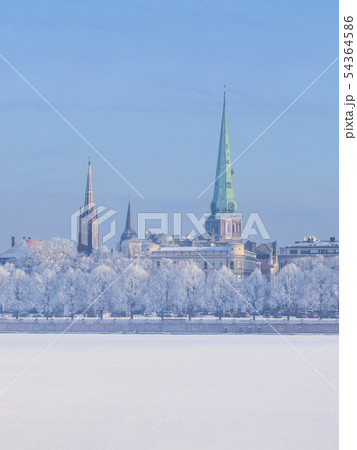 Winter skyline of Latvian capital city Riga Old town 54364586