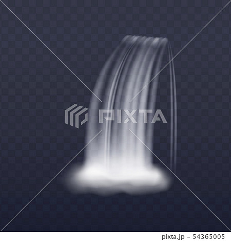 Realistic waterfall stream isolated on transparent background, vertical water splash with steam Realistic waterfall stream isolated on transparent background, vertical water splash with steam 54365005