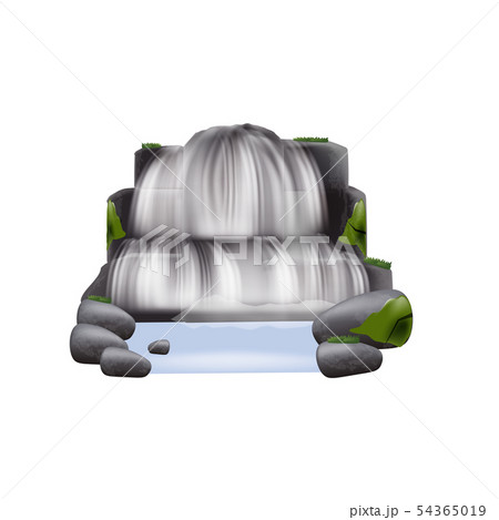 Stream of river waterfall with mountain rocks vector illustration isolated. Stream of river waterfall with mountain rocks vector illustration isolated. 54365019