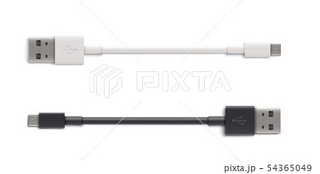 White and black short USB cable set, rubber wires with type A and B plug White and black short USB cable set, rubber wires with type A and B plug 54365049