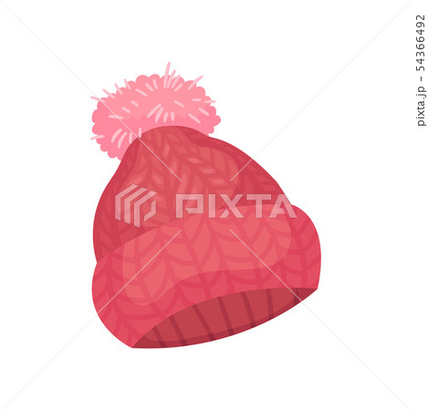 Pink knitted hat. Vector illustration on white background. Pink knitted hat. Vector illustration on white background. 54366492