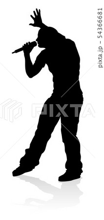 Singer Pop Country Or Rock Star Silhouetteのイラスト素材