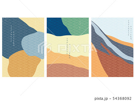 Landscape background vector with Japanese wave  54368092