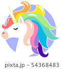 Cute face unicorn with rainbow hair. Vector cartoon character illustration. Design for child card, t 54368483