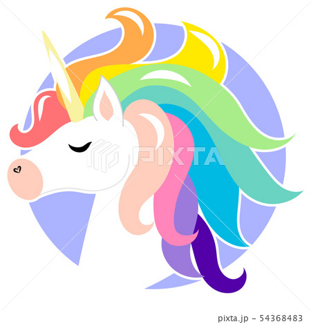 Cute face unicorn with rainbow hair. Vector cartoon character illustration. Design for child card, t Cute face unicorn with rainbow hair. Vector cartoon character illustration. Design for child card, t 54368483