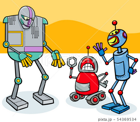 funny robots cartoon characters group 54369534