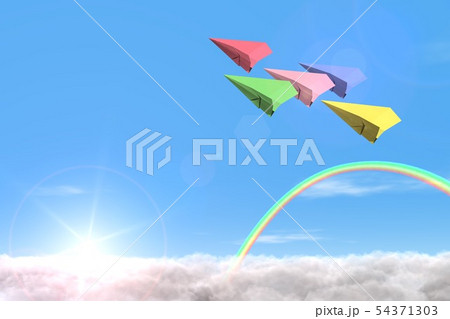 空　虹　紙飛行機　バックグラウンド 54371303