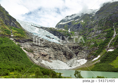 Landscape with river near Briksdalsbreen glacier 54371405