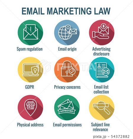 Email Marketing Rules - Regulations Icon Set Email Marketing Rules - Regulations Icon Set 54372882