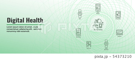 Digital Health Icon Set with Wearable Technology 54373210