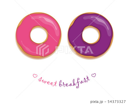 sweet breakfast with two donuts 54373327