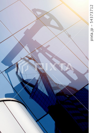 Modern office building with oil derrick Modern office building with oil derrick 54373712