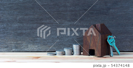 House placed on coins is planning savings money of House placed on coins is planning savings money of 54374148