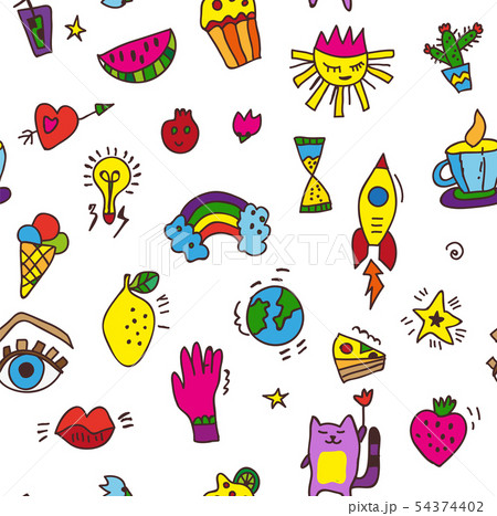 Doodle funny seamless pattern Doodle funny seamless pattern 54374402