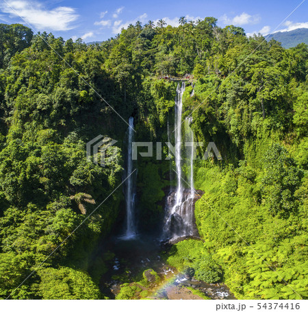Beautiful the Sekumpul waterfall in Bali, Indonesia. Panorama. 54374416