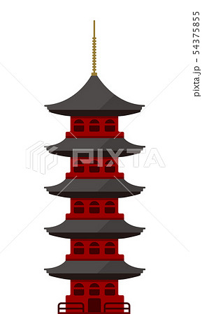 東京 建物 ランドマーク ビルイラスト 浅草 浅草寺 五重の塔のイラスト素材