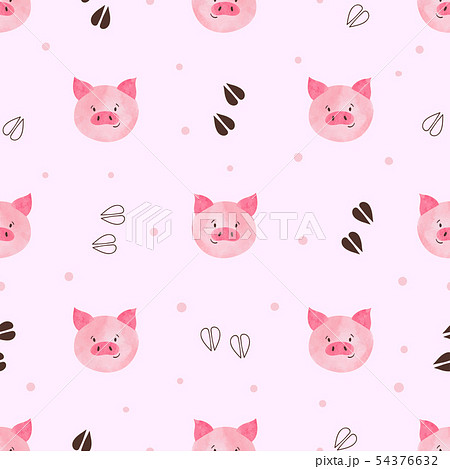 Seamless cute pig pattern. 54376632