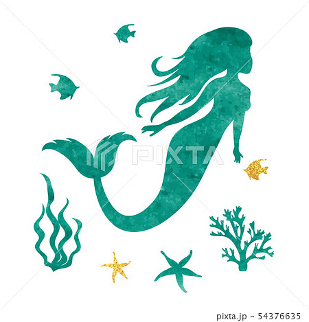 Watercolor mermaid silhouette. 54376635