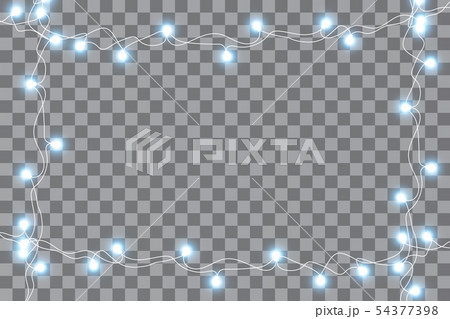 Set of blue garlands, festive decorations. Glowing christmas lights isolated on transparent 54377398
