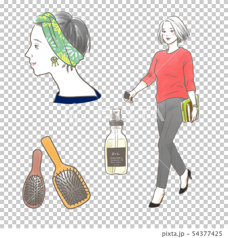 グレイヘアの颯爽とした女性 54377425