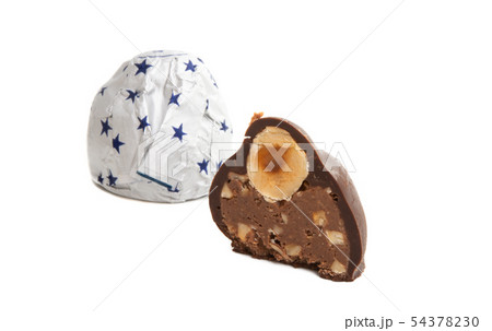 chocolate candy with nuts isolated 54378230