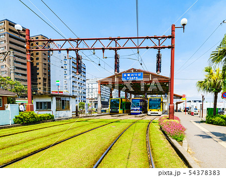 [鹿児島のイメージ][交通イメージ] [鹿児島市民の足　市電　路面電車　鹿児島駅 54378383