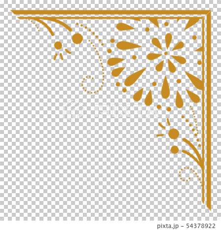 打ち上げ花火の和風のフレーム コーナー 金のイラスト素材 打ち上げ花火の和風のフレーム コーナー 金のイラスト素材
