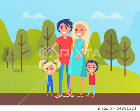 Family Spending Time at Park, Father and Mother 54381521