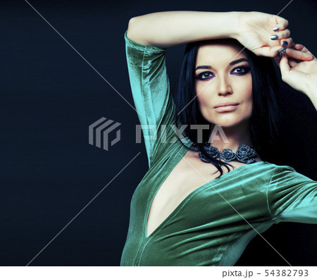 young pretty brunette woman fashion dressed, bright makeup, elegant hair style young pretty brunette woman fashion dressed, bright makeup, elegant hair style 54382793