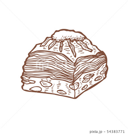 Isolated Baklava in Hand Drawn Style 54383771