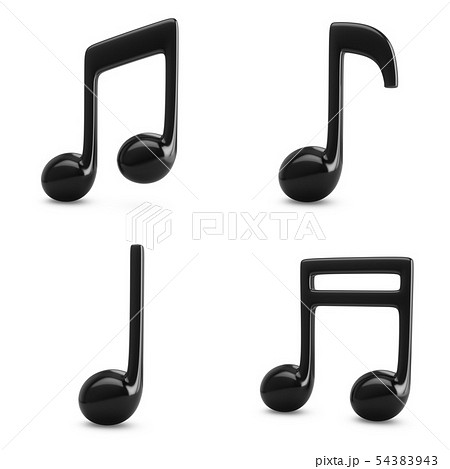 3d Rendering Four Black Music Notes Isolatedのイラスト素材